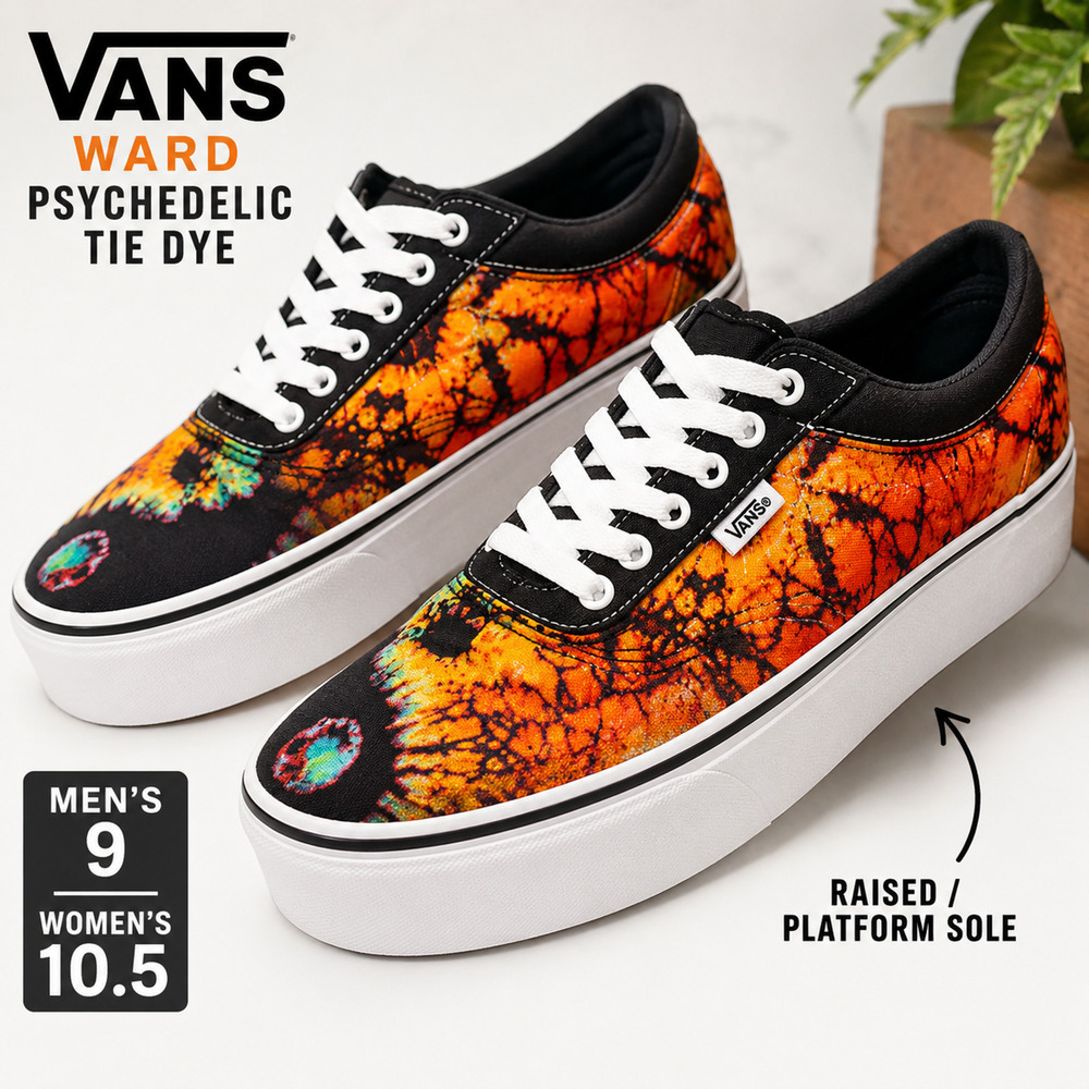 Vans Ward Psychedelic Tie Dye Platform Sneakers Men 9 Women 10.5 VN0A3IUN54H - Picture 1 of 8